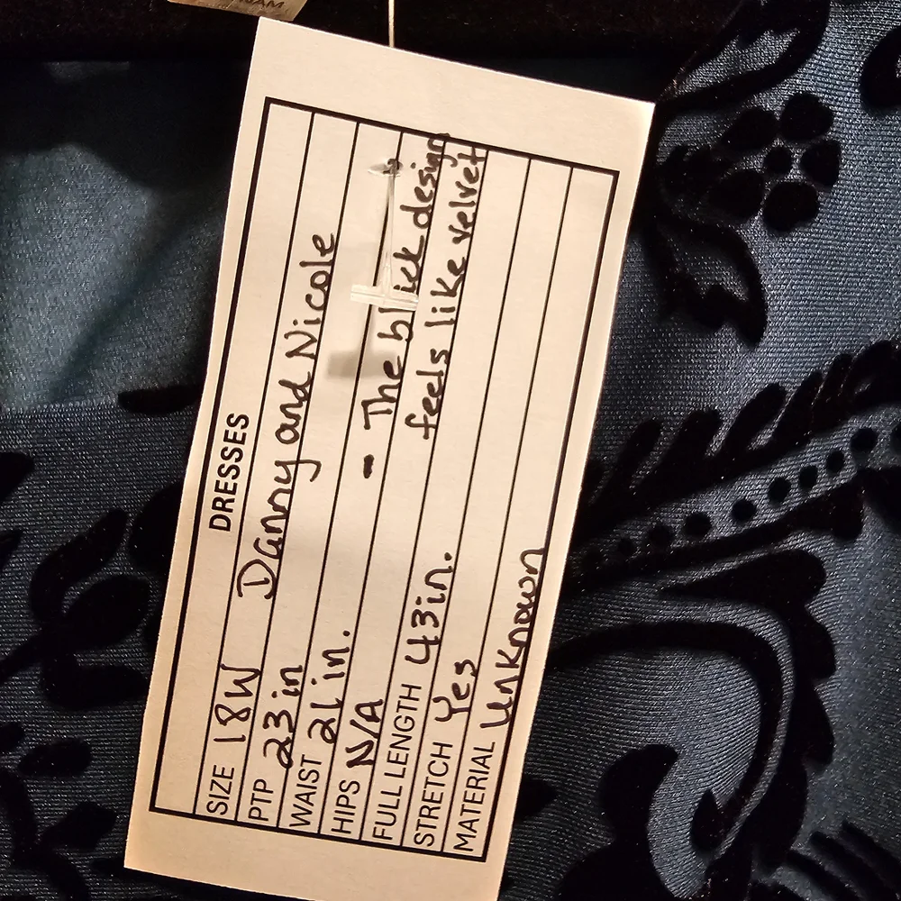 Danny & Nicole Teal and Black Flocked Sheath Dress, 18W - Picture 4 of 5